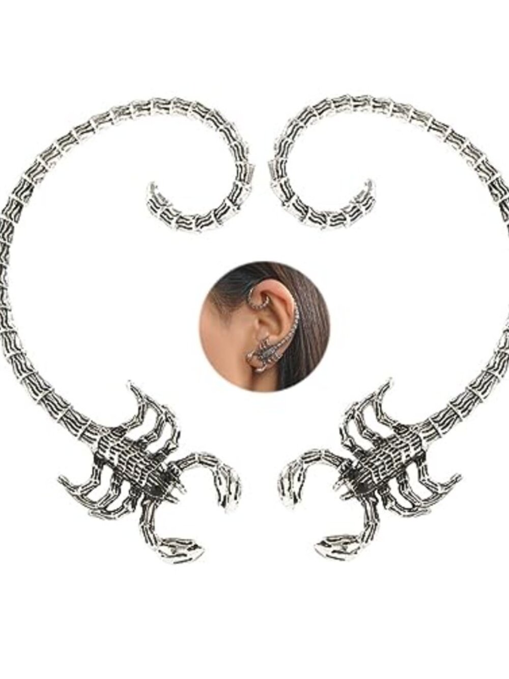 Punk Scorpion Ear Cuffs Silver Alloy Wrap Climber for Cosplay Party